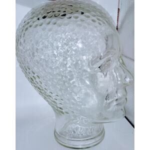 Vintage Glass Mannequin Head Display | Textured Honeycomb Design